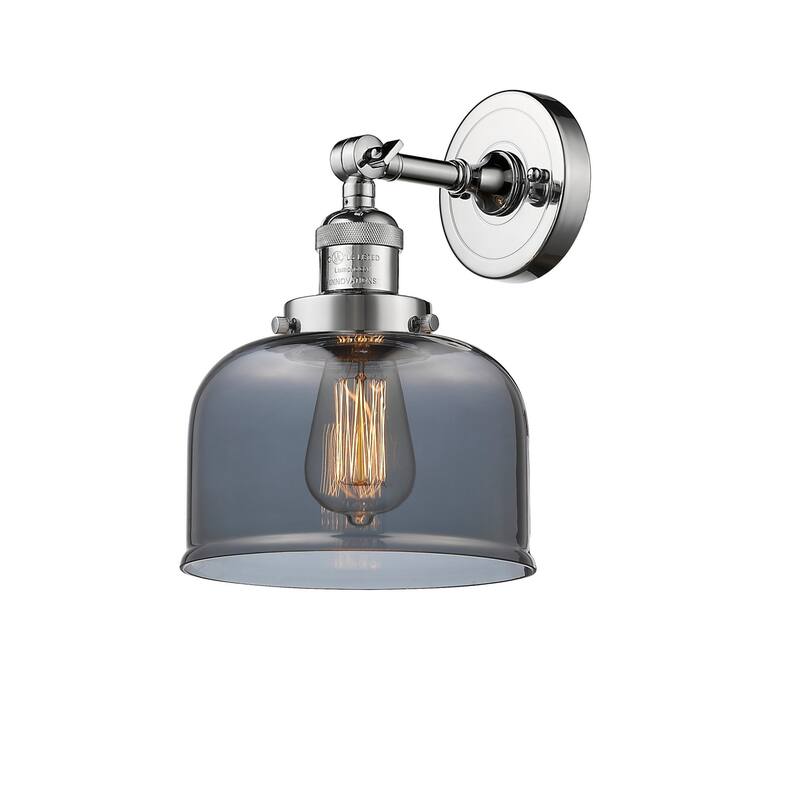 Innovations Lighting Large Bell Single Light 12" Tall Bathroom Sconce - Polished Chrome / Smoked