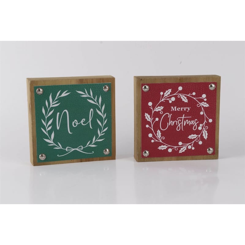 Set of 6 "Noel" and "Merry Christmas" Tabletop Signs 5"