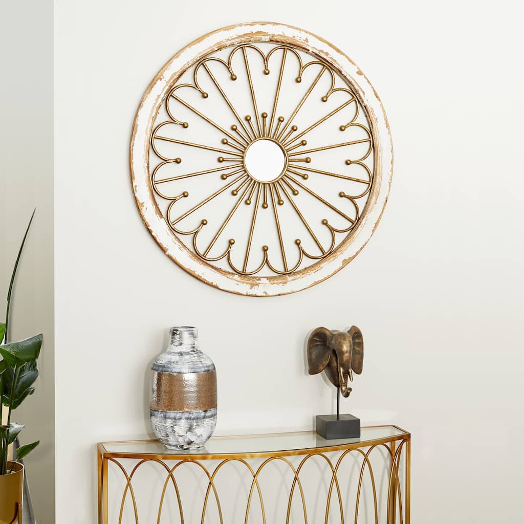 Benzara Mesmerizing Wood Mirror Wall Decor