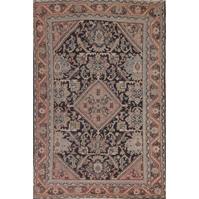Geometric Mahal Persian Antique Accent Rug Hand-Knotted Wool Carpet - 4'5"x 6'10"