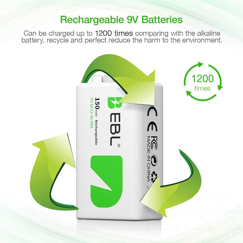 EBL Rechargeable 9V Battery NiMH 150 mAh2