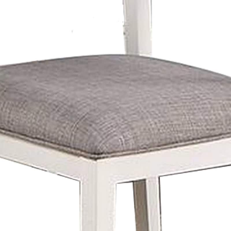 White/Gray Fabric Upholstered Wood Frame Dining Chair, Set of 2, Sturdy Dining Chair for Dining Rooms - 15.5