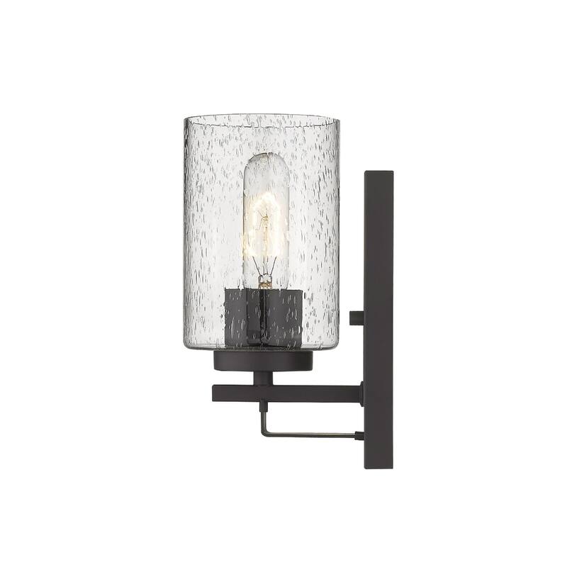 Metal and Textured Wall Sconce with Seeded Glass Shade LED Hardwired - 5.75” x 4.5” x 8.75” (D x W x H)