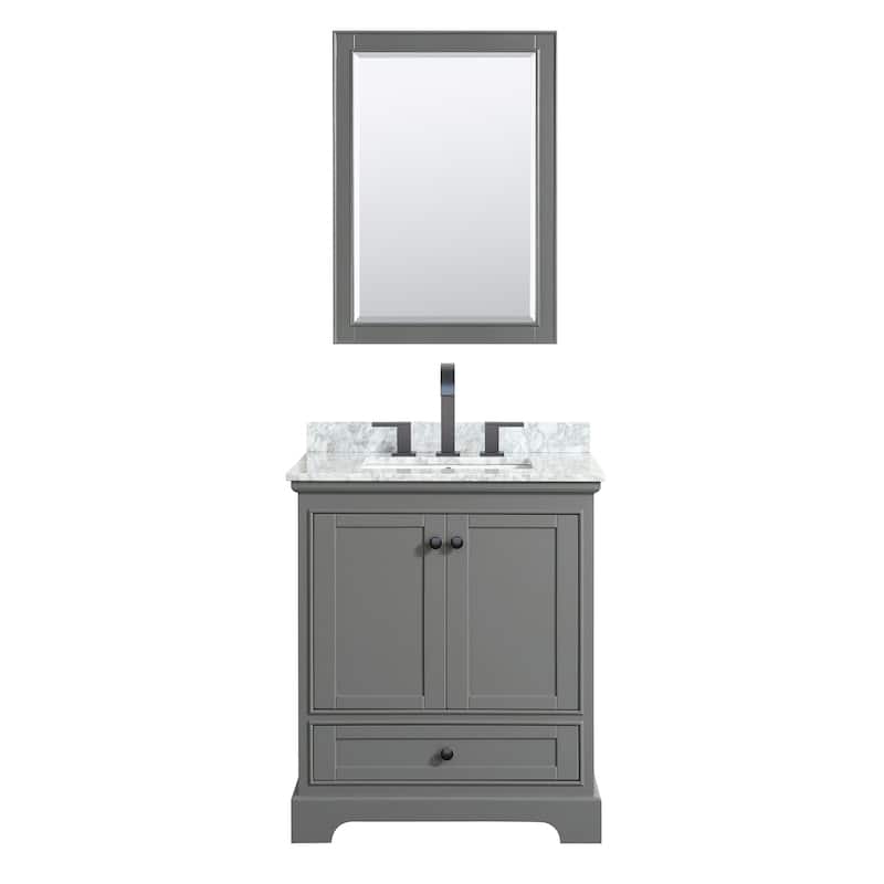 Deborah 30-inch Dark Gray Single Vanity, Square Sink, 24-inch Mirror
