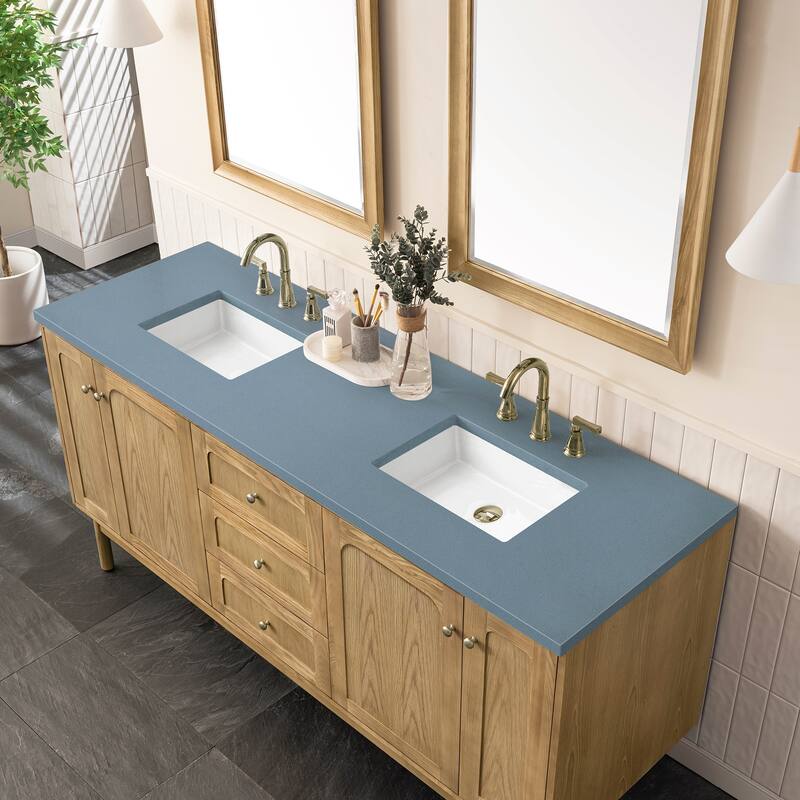James Martin Vanities Laurent 72" Double Vanity, Light Natural Oak