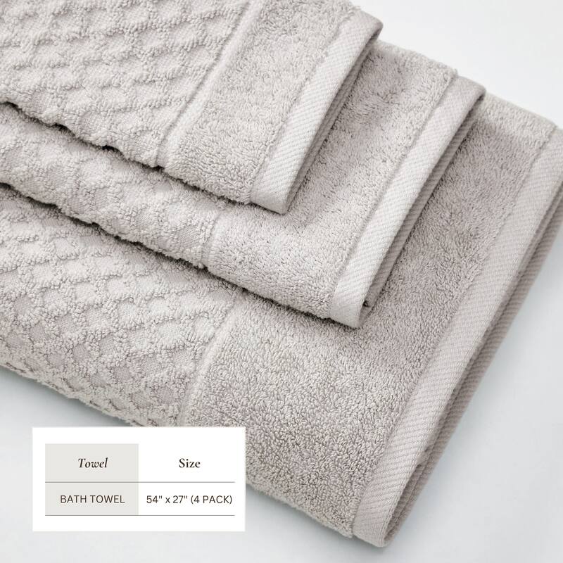 Linery & Co. Cotton Diamond Waffle Texture Bath Towels
