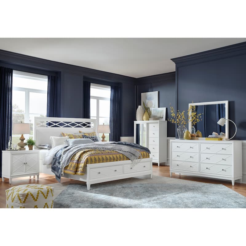 Magnussen Home Springhouse Whisper White Upholstered Panel Storage Bed