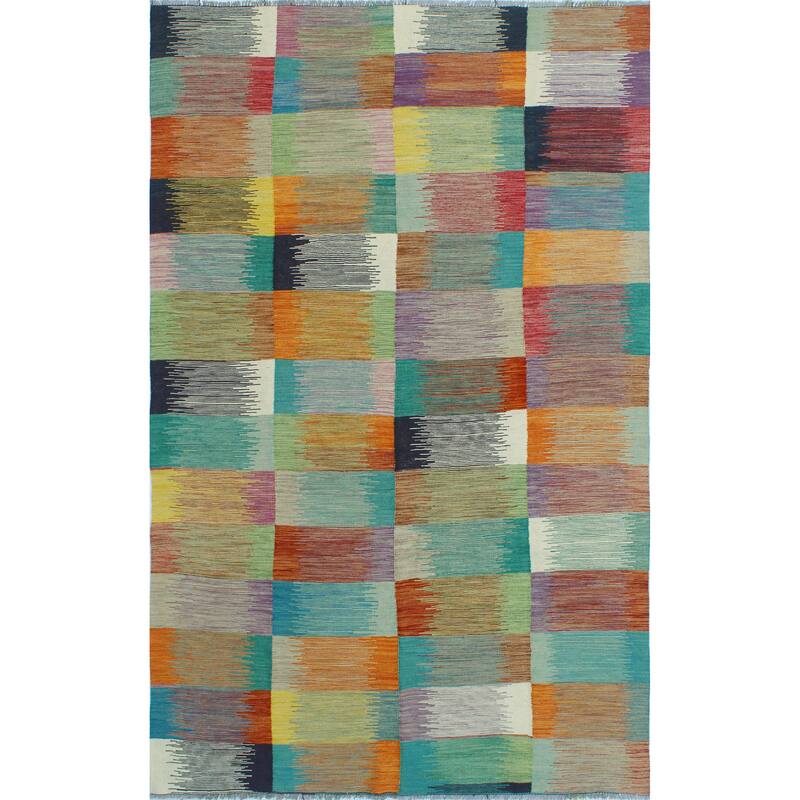 Modern Flatweave Hormizd Brown/Ivory Rug - 6'4" x 9'10"