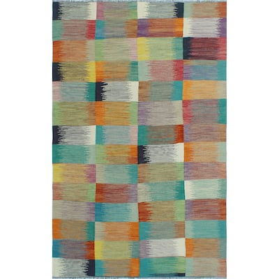 Modern Flatweave Hormizd Brown/Ivory Rug - 6'4" x 9'10"