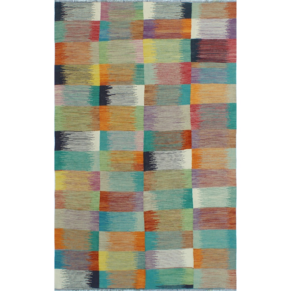 Modern Flatweave Hormizd Brown/Ivory Rug - 6'4" x 9'10"