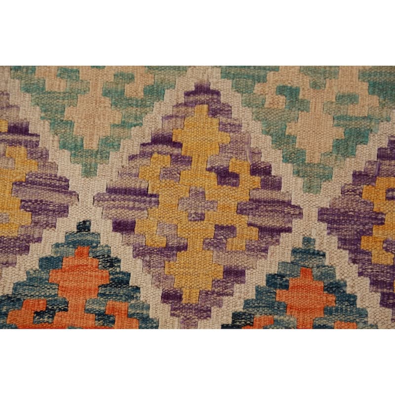 All-Over Trellis Kilim Oriental Large Rug Flatweave Wool Carpet - 10'1"x 16'8"