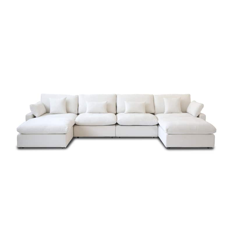 156" Convertible Modular Sectional Sofa Couch, Modern U Shape Minimalism Sofas Couches with Pillows