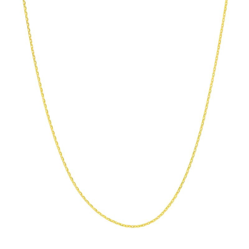 Curata 10k Yellow Gold 0.65mm Diamond Cut Cable Chain Necklace (Spring Ring)