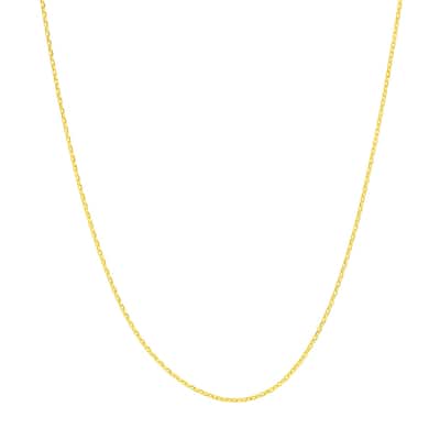 Curata 14k Yellow Gold 0.65mm Diamond Cut Cable Chain Necklace (Spring Ring)