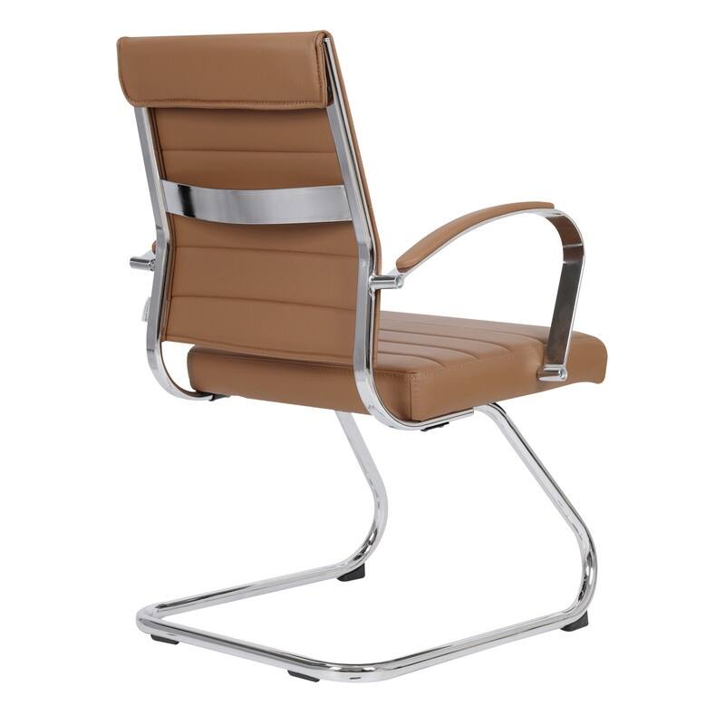 Benmar Series Mid Back Modern Leather Office Executive Desk Chair, Ergonomic Seating with Stainless Steel Sled Base