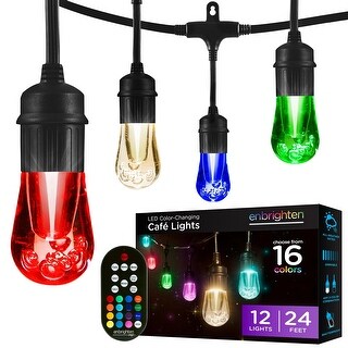 Premium Color Changing String Lights, 24ft Black Cord, 12 Shatterproof ...