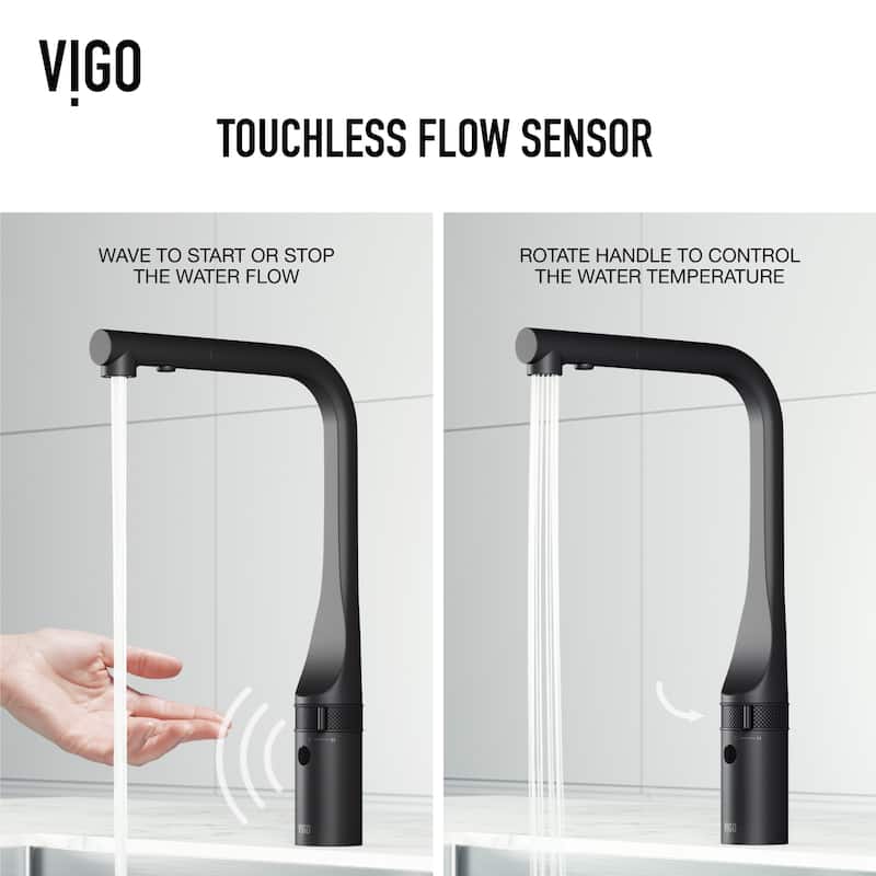 VIGO Jewel 15" H Touchless Pull-Out Sprayer Kitchen Faucet