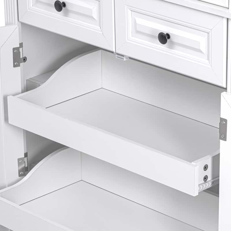 71"Tall Kitchen Pantry Cabinet with 3 Pull Out Cabinet Organizers,Embossed Texture Storage Cabinet with 6 Door Shelves,2 Drawers