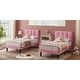 preview thumbnail 55 of 70, Kids Bed Frame, Height Adjustable Upholstered Bed, Twin Size Bed Set of 2 Pink