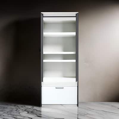 Cox Modular Closet System, 1 Storage Drawer, Hanging Rod, Black Metal Frame