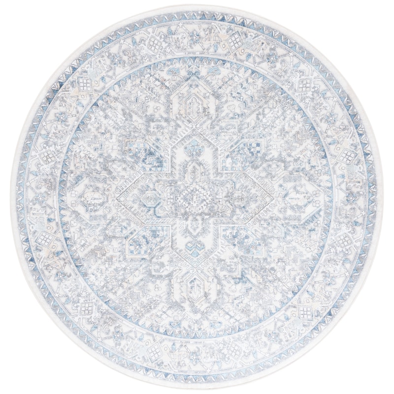 SAFAVIEH Orlando Beth Traditional Rug - 6'7" Round - Ivory/Light Blue