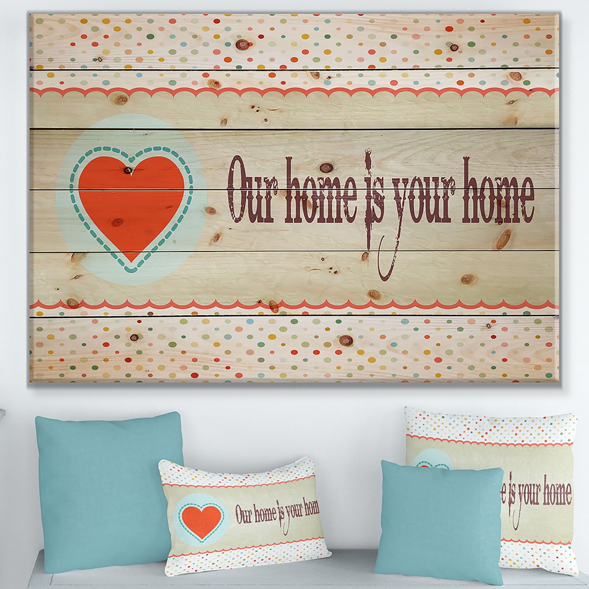 Designart 'Our home is your home. Vintage Heart' Textual  Small-image