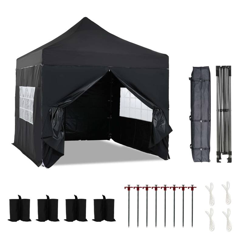 Aoodor 10' x 10' Pop Up Canopy with Church Windows Sidewalls - 10x10ft
