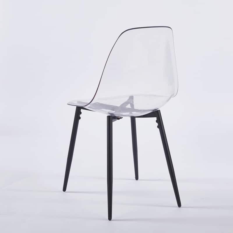 Modern Transparent Dining Chair with Clear Shell and Metal Legs, Easy-Clean Accent Chair for Home or Office