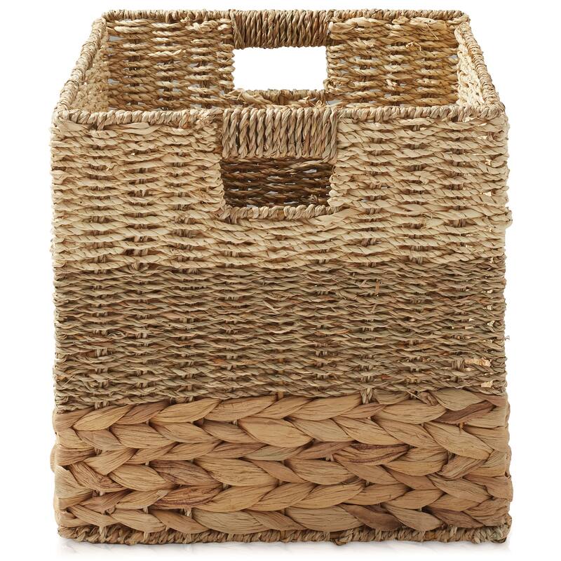 Mixed Weave Hyacinth Seagrass Storage Basket Set Natural Wicker