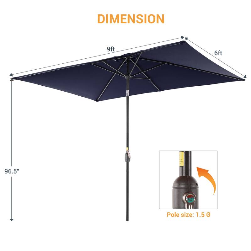 LIVOOSUN 6x9Ft Patio Market Umbrella Weather-Resistant Table Umbrella