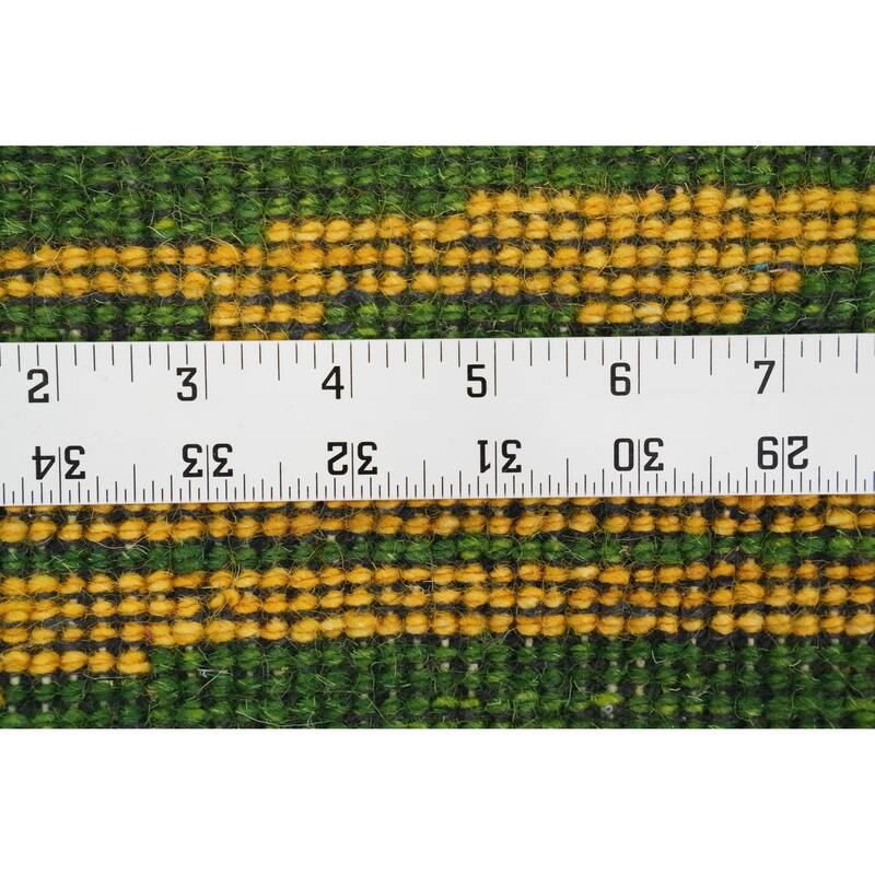 Hand Knotted Oriental 100% Wool Carpet Modern Stripe Green Gabbeh Area Rug - 7' 9'' X 5' 5''
