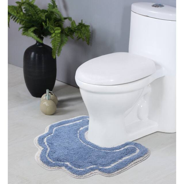 Home Weavers Allure Collection Absorbent Cotton, Machine Washable and Dry Bath Rugs - 20"x20" - Blue