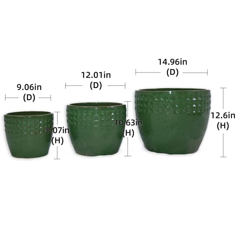 Set of 3 Ceramic Flowerpot, Modern Planter for Patio, Garden, Windowsill