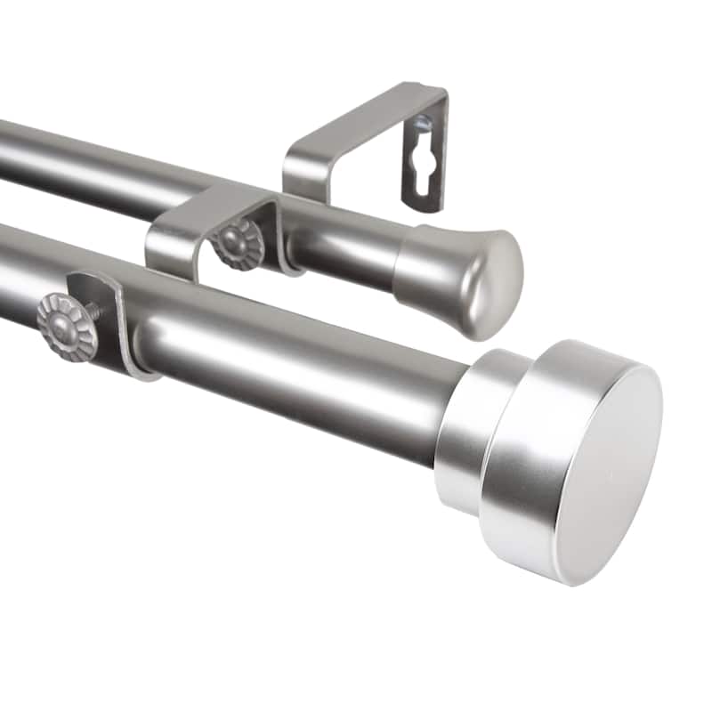 Adjustable Double Curtain Rod 160-240 Inch Black, Modern Decor, Custom Window Treatment Rod - M