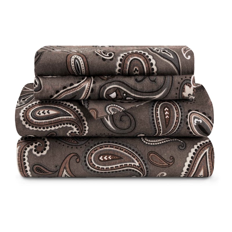 Superior Cotton Flannel Paisley Bed Sheet Set