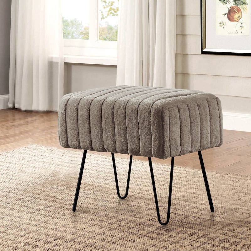 Serenta SuperMink Fauxfur Ottoman Bench - 19" x 13" x 17" - Fungi