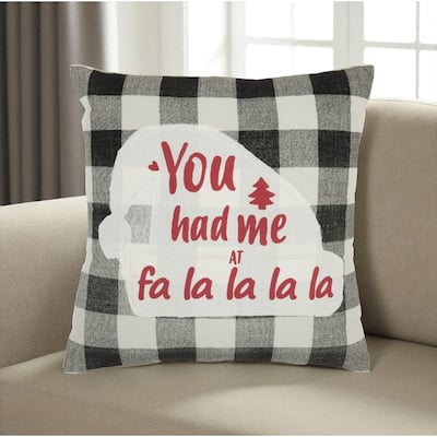 HomeRoots 18" Black Gray and White Christmas Cotton Throw Pillow