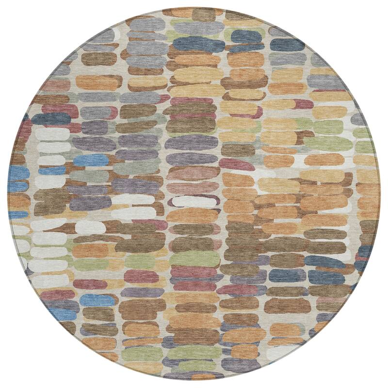 Machine Washable Indoor/ Outdoor Modern Caps Chantille Rug