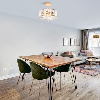 4-Light Crystal Semi Flush Mount Ceiling Light