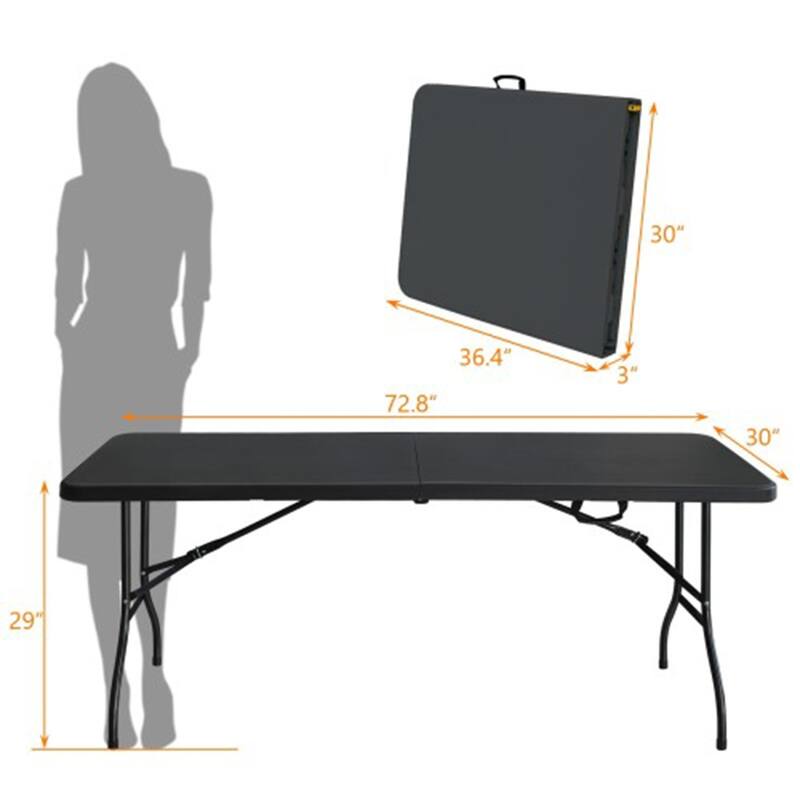 6FT Portable Folding Table with Handle, Lightweight Heavy-Duty Plastic Table