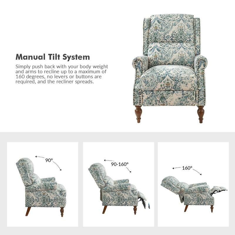 Terri Classic Cutaway Arms with Nailheads Manual Recliner for Living Room Set of 2 by HULALA HOME