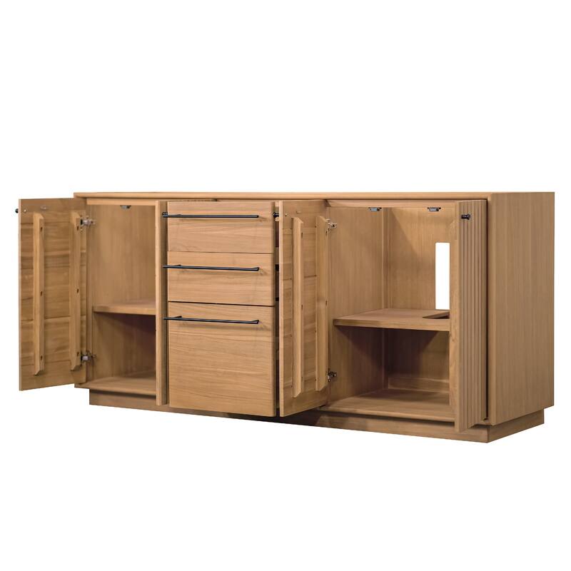 Avanity Parker Bathroom Vanity in Natural Teak with Carrara White Marble Top