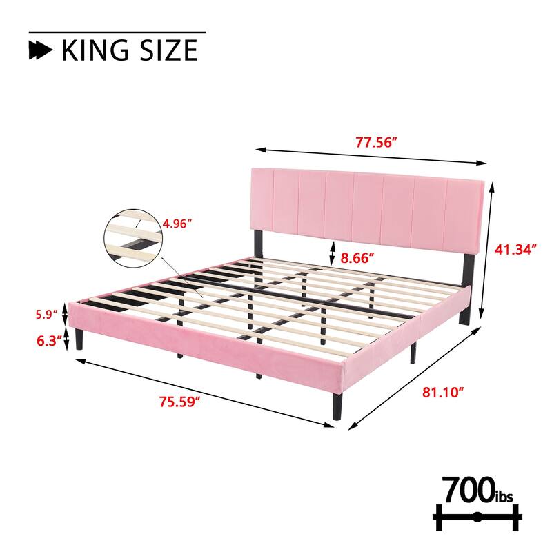 Alazyhome Upholstered Platform Bed Frame with Bedside Cupboard