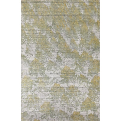 Modern Abstract Area Rug Handmade Wool Carpet - 6'4" x 9'8"