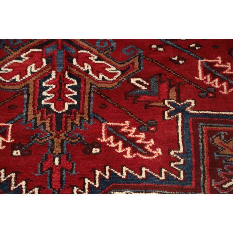 Hand Knotted Oriental 100% Wool Carpet Traditional Medallion Red Heriz Area Rug - 9' 5'' X 7' 10''