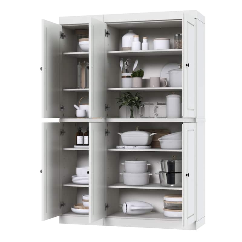 Palace Imports 100% Solid Wood Pantry Cabinet, Raised Panel Doors, Adjustable Shelves, 48.5" Wide, 71.5" Tall - 48.5" x 71.5"