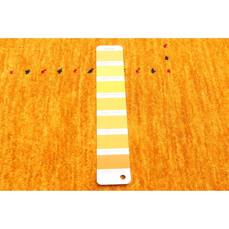 ECARPETGALLERY Hand Loomed Kashkuli Gabbeh Dark Gold Wool Rug - 4'11 x 8'0