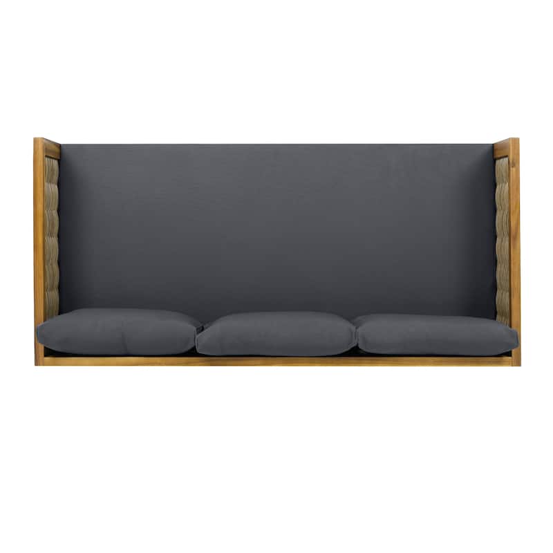 Aidan Farmhouse Outdoor 3 Seater Daybed with Fabiric Cushion by Christopher Knight Home