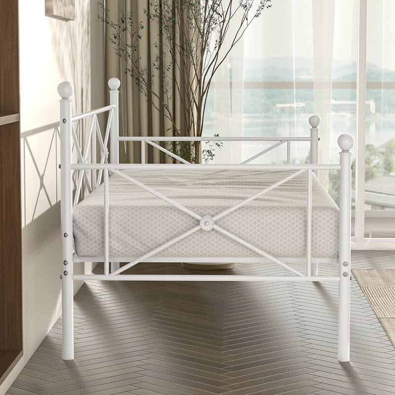 Javlergo Metal Daybed Frame Twin Size Sofa Bed with Steel Slats for Living Room Guest Room