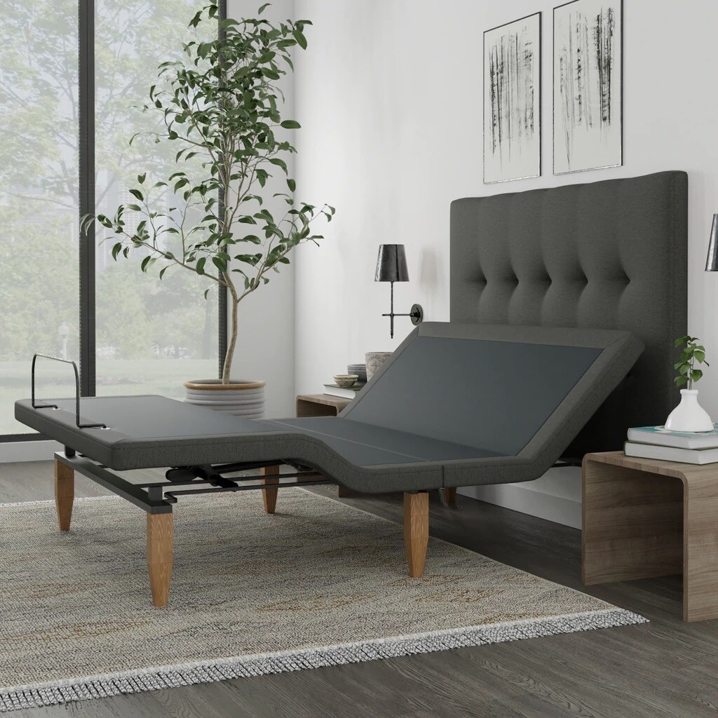 Onetan Adjustable Bed Base with headboard Wireless remote Zero Gravity Underbed Lighting Grey On Sale Bed Bath Beyond 35725902